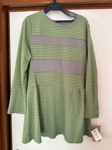 SERETONE TENCEL 그린 스트라이프 튜닉 L