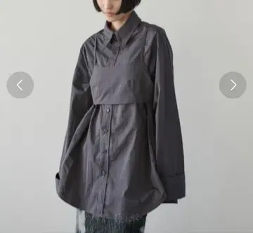 AIC. 나일론 오버 셔츠 뷔스티에 앙상블 차콜 그레이