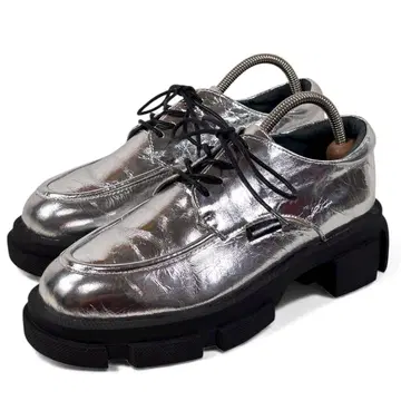 마나 36 23 가죽 통굽 로퍼 레이스업 U칩 실버