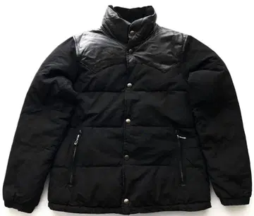 뱅퀴시 다운 타입 가죽 절개 패딩 자켓 양가죽 로고 버튼