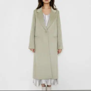 rienda 라이트 그린 체스터 코트 울 믹스 체스터 코트