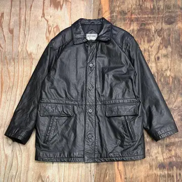 80s 가죽 카 코트 자켓 블랙 노무라 쿤이치 VINTAGE