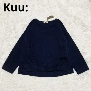 쿠: 밑단 벌룬 니트 긴팔 네이비 LL 빅 사이즈 택 포함