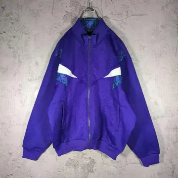 90s 트랙 자켓 저지 보라색 퍼플 절개 디자인 레트로 구제 의류