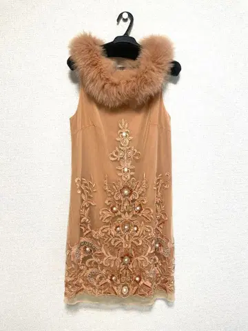 엘레강트한 베이지 슬리브리스 드레스