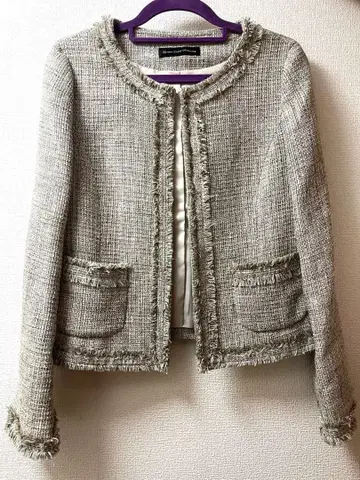 green label relaxing 노카라 트위드 자켓 그레이 계열