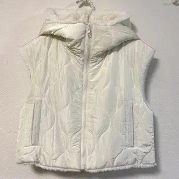 WCJ 표주박 퀼트 리버서블 베스트 화이트