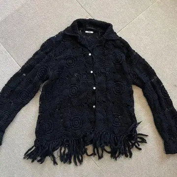 BODE 블랙 프린지 레이스 셔츠