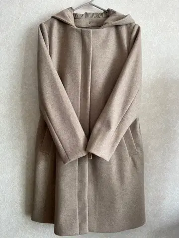 GLOBAL WORK 후드 부착 롱 코트 베이지