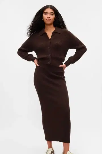 GAP 캐시미어 터치 리브 맥시 니트 스커트 XXS