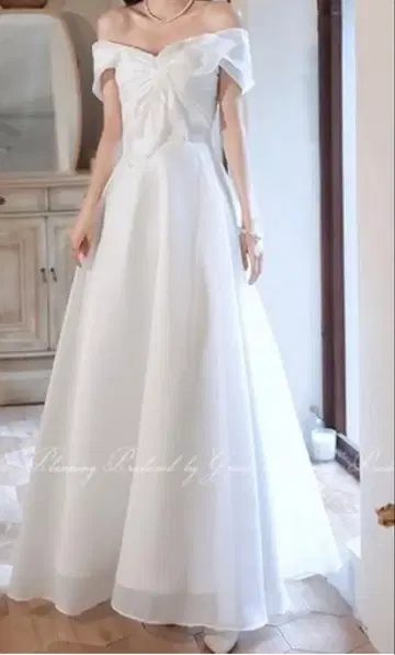 오프숄더 쉬폰 웨딩 드레스