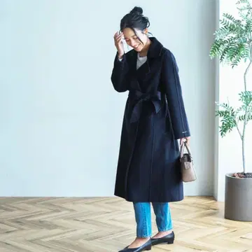 새상품 Filomo 체스터 코트 벨트 포함 미드나잇 블루 M