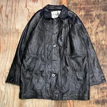 80s 램 가죽 카 코트 자켓 VINTAGE 노무라 쿤이치 블랙