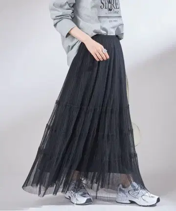 미사용 새상품 SHIPS 튤 플리츠 티어드 스커트