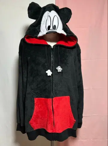 미키 스타일 후드 부착 플리스 후드티