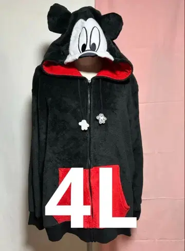 거의 미사용 미키풍 후드 부착 플리스 후드티 4L