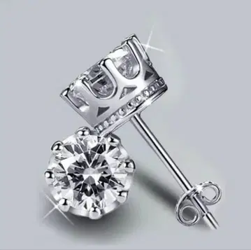 싱글 볼 크라운 귀걸이 여성용 s925 스와로브스키 플라티나 마감