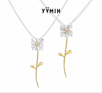 yvmin 사각형 꽃 모티브 목걸이