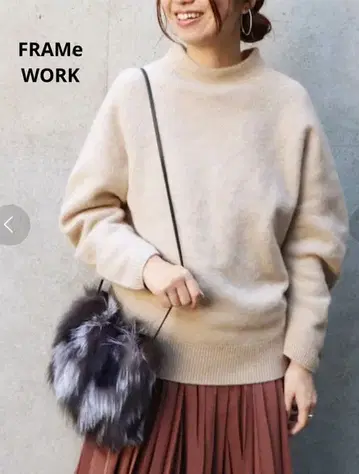 FRAMeWORK 7G 캐시미어 혼방 보틀 풀오버 니트 베이지