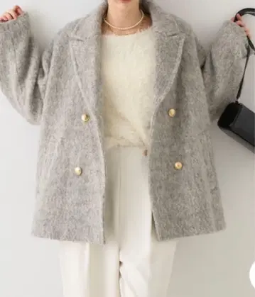 [택 포함 새상품] Rouge vif 라메 샤기 슬라이버 P 코트