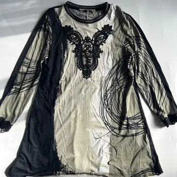 빅 사이즈 알바로사 수입 로사 자수 레이스 튜닉 상의