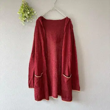 큐어 스타일 [M] 고급 내추럴 시스루 모헤어 혼방 니트 가디건