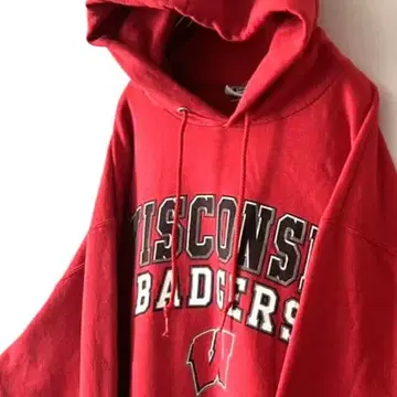 챔피온 WISCONSIN 맨투맨 후드티 L 레드 빨간색 구제 의류