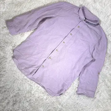 JUNMEN [ M ] 7부 소매 셔츠 마 혼방 스탠드 카라 라벤더