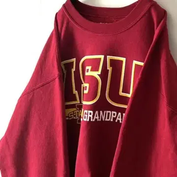 길단 ISU 맨투맨 트레이닝복 L 레드 빨간색 구제 의류