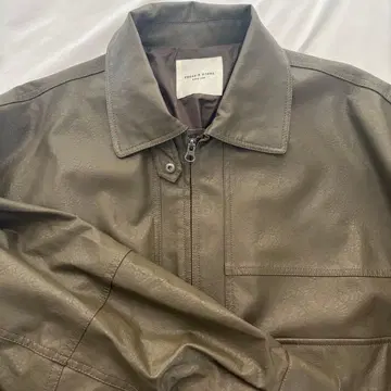 올리브 가죽 오버 사이즈 자켓