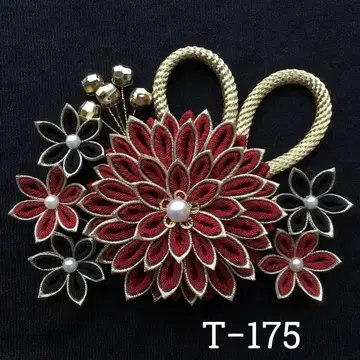 츠마미세이 공예 머리 장식 성인식 졸업식 사전 촬영 빨간색 블랙 골드