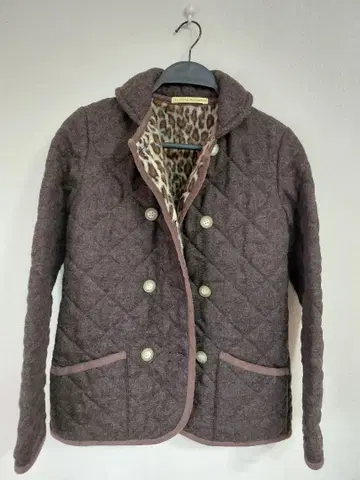 트래디셔널 웨더웨어 안감 레오파드 무늬 울 퀼팅 자켓