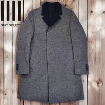 11M382 SUIT SELECT 바이컬러 스텐 칼라 체스터 코트