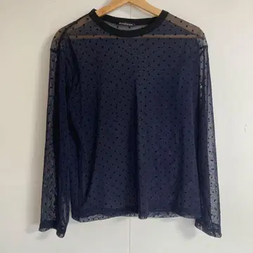 미즈이로 인드 네이비 도트 무늬 긴팔 셔츠