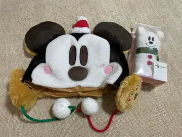 디즈니 크리스마스 미키 팬캡 & 룸슈즈 세트