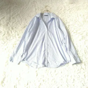 ZARA 자라 스키퍼 스트라이프 긴팔 셔츠 M 화이트/라이트 블루