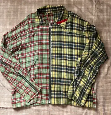 PHINGERIN 체크 무늬 플란넬 셔츠 지퍼 포함