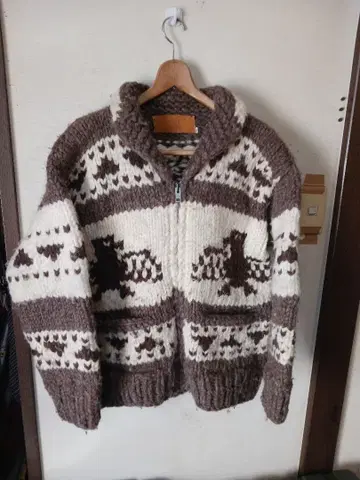 카우친 썬더버드 두꺼운 원단 니트 스웨터 풀 집업