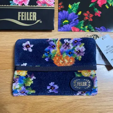 FEILER 꽃무늬 티슈 파우치 네이비
