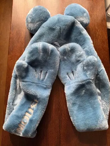 Disney 귀 달린 후드 미튼 세트 스카이블루