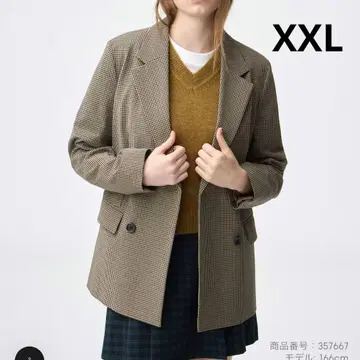 [ 미사용 새상품 ] GU 지유 더블 브레스트 체크 자켓 빅 사이즈