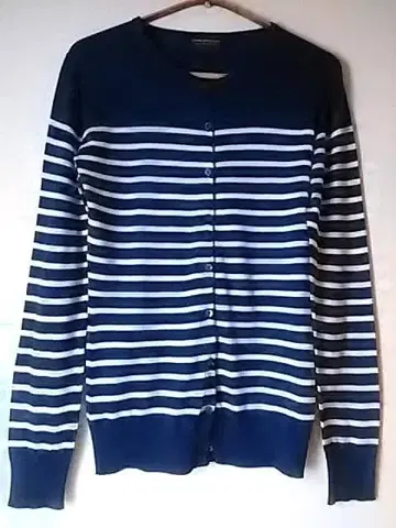 존스메들리 면 100% 니트 가디건 보더 네이비 무료배송