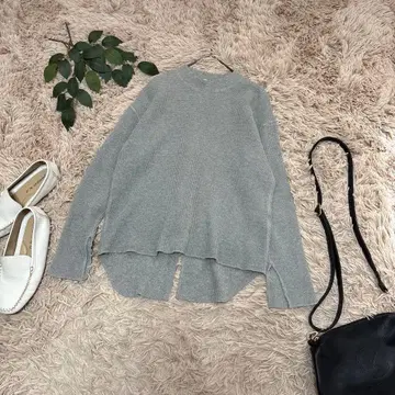 6667 피니 와플 티셔츠 [ F ] 그레이/소매 백 슬릿/면