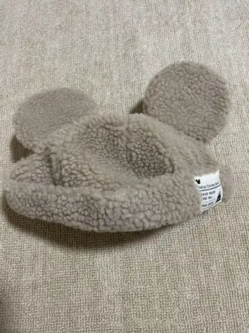 디즈니 미키 보아 귀도리 모자 베이지