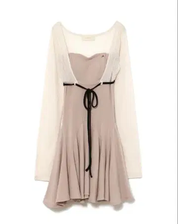 andmary Lona 리본 미니 드레스 / 베이지