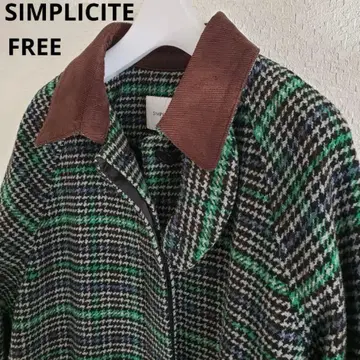 SIMPLICITE 롱 코트 그린 하운드투스 FREE 사이즈