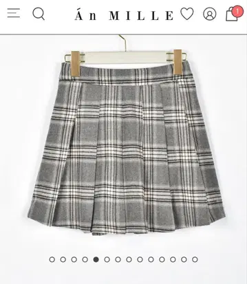 안미르 그레이 체크 턱 플리츠 스커트 미사용