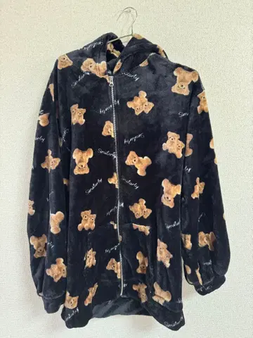 복슬복슬 테디베어 패턴 보아 후드티 후드 부착 4L