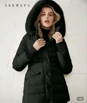 Anewsta 퍼 트리밍 후드 부착 웜 코트