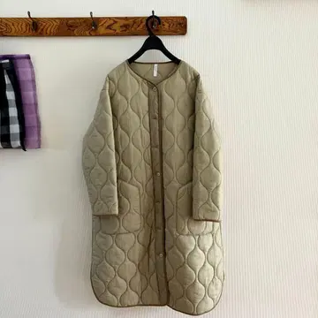 HIYORI 퀼팅 롱 코트